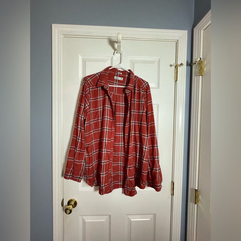 Hollister Red Checkered Boyfriend Shirt